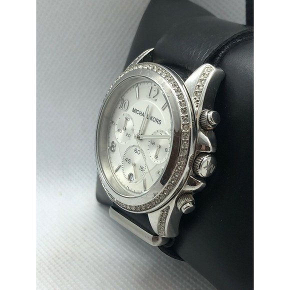 Michael Kors MK5165 Unisex Black Leather Analog Di main image 8